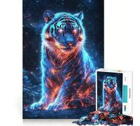 Neon Cyberpunk Tiger 1000 Piece Jigsaw Puzzles for Adults Teenagers Clear Logic Toy Relax Time Perfect Cut Santa Wish Item (38x26cm)