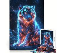 Neon Cyberpunk Tiger Jigsaw Puzzles for Adults 1000 Pieces Strong Logic Toy Calming Play Clear Edge Artistic Gift (50x75cm)