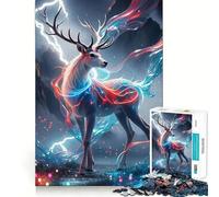 Neon Deer Electric Storm 1000 Piece Jigsaw Puzzle for Teenagers Wise Think Toy Easy Leisure Tight Cut Amazing Present (38x52cm)
