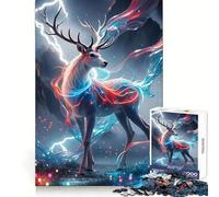 Neon Deer Electric Storm 1000 Piece Jigsaw Puzzle for Teenagers Wise Think Toy Easy Leisure Tight Cut Amazing Present (38x52cm)