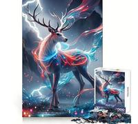 Neon Deer Electric Storm 1000 Piece Jigsaw Puzzles for Adults Jigsaw Logic Sense Toy Leisure Fun Smooth Edge Heartfelt Gift (38x26cm)