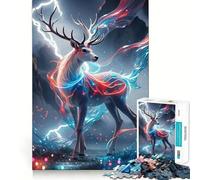 Neon Deer Electric Storm Jigsaw Puzzles for Adults1000 Pieces Focus Brain Toy Relax Time Tight Edge Santa Wish Pick (50x75cm)