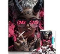 Neon Demon Girl 1000 Pieces Jigsaw Puzzles For Teens And Adults,Family Game Stress Reliever Difficult Challenge Gifts for Friends And Family 50x75cm