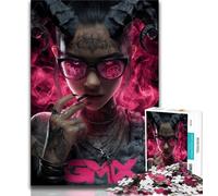 Neon Demon Girl Jigsaw Puzzles for Teenagers 1000 Pieces,Pattern Assembly Fun at Home Activities,Birthday Present,Travel Gifts 38x26cm