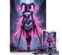 Neon Demon Warrior in Urban Setting Jigsaw Puzzle for Adults 1000 Pieces Mind Play Relaxing Fun Clean Edge Art Collection Piece (38x26cm)