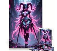 Neon Demon Warrior in Urban Setting Jigsaw Puzzles 1000 Piece for Teenagers Thought Toy Stress Release Precise Edge Perfect Present (50x75cm)