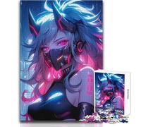 Neon Demoness 1000 Piece Jigsaw Puzzles for Adults Interactive Cognitive Skill Game Unique Memorable Present Idea Size 38x52cm