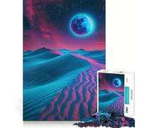 Neon Desert Night Luminescence 1000 Pieces Puzzles for Adults Mind Exercise Toy Peaceful Time Design Assembly Creative Gift (38x52cm)