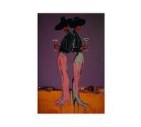 Neon Desert Sunset Cowgirl Western Decoration Canvas Poster Bedroom Decor Landscape Office Room Decor Gift 20" L X 30" W