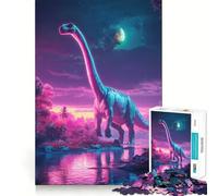 Neon Dinosaur in A Fantasy Landscape 1000 Pieces Jigsaws Adults Puzzles Gifts Improve Memory Quiet Calm Sharp Edge Artistic Gift (38x52cm)