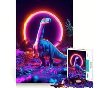 Neon Dinosaur in A Jungle for Adults 1000 Piece Jigsaw Puzzle Think Smart Toy Leisure Time Accurate Cut Art Collectible (38x26cm)