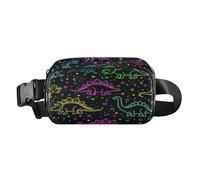 Neon Dinosaurs Pattern Trendy Waist Pack Crossbody Bag for Women Men Mini Sling Bag Travel Accessory with Adjustable Strap for Shopping Sports Work