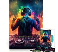 Neon Dj Hard Jigsaw Puzzle for Adults 1000 Pieces Logic Train Toy Peaceful Time Smooth Cut Premium Gift (38x52cm)