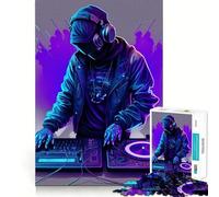 Neon Dj Jigsaw Puzzles 1000 Piece for Adults Improve Memory Peaceful Time Fine Edge Santa Wish Gift (38x26cm)