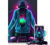 Neon Dj Jigsaw Puzzles 1000 Piece for Teenagers Thought Toy Stress Release Precise Edge Perfect Present (38x26cm)