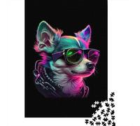 Neon Dog Portrait 1000 Pc Extra-thick Cardboard Premium Jigsaw Puzzle Teen Fans 12-18 Hard Difficult Challenge Fun Present 70x50cm/1000pcs