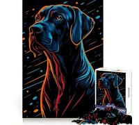 Neon Dog Portrait Hard Jigsaw Puzzle for Adults 1000 Pieces Brain Skill Together Fun Exact Edge Creative Gift (38x52cm)