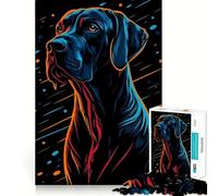 Neon Dog Portrait Jigsaw Puzzle for Teenagers 1000 Pieces Solid Logic Toy Relaxing Fun Precision Cut Heartfelt Gift (50x75cm)