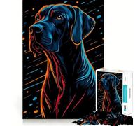 Neon Dog Portrait Jigsaw Puzzles 1000 Piece for Adults Memory Boost Indoor Fun Pattern Assembly (38x26cm)