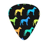 Neon Dog Silhouette 12 Pack Guitar Picks With 3 Thicknesses And Storage Box, Abs Plectrums For Electric Bass Guitar Players