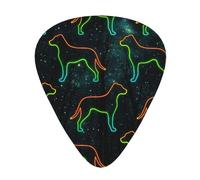 Neon Dog Silhouettes 12 Pack Guitar Picks With 3 Thicknesses And Storage Box, Abs Plectrums For Electric Bass Guitar Players
