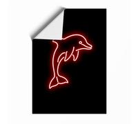 Neon Dolphin Leap Minimalist Unframed Wall Art Print A3 (42×29.7cm), Wall Decor for Living Room, Bedroom, Office & Home, Art Gift