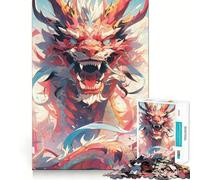 Neon Dragon Colorful Anime 1000 Piece Jigsaw Puzzles for Adults Jigsaw Raise Memory Peaceful Fun Clean Edge Santa Wish Item (38x52cm)