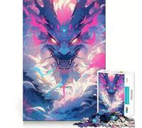 Neon Dragon Colorful Anime 1000 Pieces Jigsaw Puzzles for Teenagers Thought Toy Home Activity Precise Edge Santa Wish List (50x75cm)