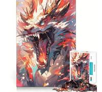 Neon Dragon Colorful Anime Jigsaw Puzzles 1000 Piece for Adults Smart Game Stress Free Pattern Assembly Warm Surprise (38x52cm)