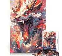 Neon Dragon Colorful Anime Jigsaw Puzzles 1000 Piece for Adults Smart Game Stress Free Pattern Assembly Warm Surprise (38x52cm)
