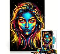 Neon Dream Portrait Jigsaw Puzzle 1000 Piece for Teenagers Mind Puzzle Leisure Fun Art Assembly Art Collectible (38x52cm)