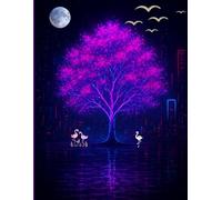 Neon Dream Tree Journal - Lined Notebook with Fantasy Night Glow Art, 140 Pages, 8.5x11: Gift for dreamers & fantasy enthusiasts