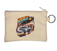 Neon Drift Racing Night Battle Key Chain Coin Purse Beige