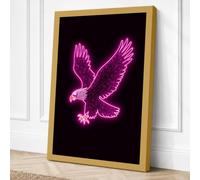 Neon Eagle in Flight Modern Canvas Wall Art Print 18x12 Inch (46 x 30 cm)
