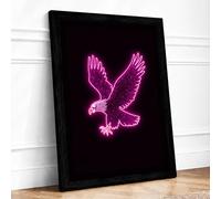 Neon Eagle in Flight Modern Framed Wall Art Print A4 (29.7×21cm) Black, Wall Decor for Living Room, Bedroom, Office & Home, Ready to Hang, Art Gift