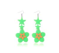 Neon Earrings for Women 80s 90s Colorful Flower Earrings Dangle Halloween Party Accessories 80s Accessories for Women Retro Jewelry, Zinc, No Gemstone