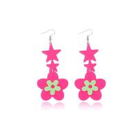 Neon Earrings for Women 80s 90s Colorful Flower Earrings Dangle Halloween Party Accessories 80s Accessories for Women Retro Jewelry, Zinc, No Gemstone