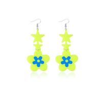 Neon Earrings for Women 80s 90s Colorful Flower Earrings Dangle Halloween Party Accessories 80s Accessories for Women Retro Jewelry, Zinc, No Gemstone