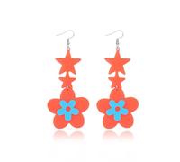 Neon Earrings for Women 80s 90s Colorful Flower Earrings Dangle Halloween Party Accessories 80s Accessories for Women Retro Jewelry, Zinc, No Gemstone