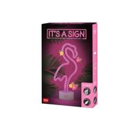 Legami - Neon Effect Led Lamp, It's a Sign, H 32.5 cm, Flamingo Theme, Dual Power, USB Cable (Included) or Batteries (not included), Table Lamp, Multicolor Light