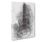 Neon Electric Guitar Canvas Print | Gallery Wrapped 30mm Frame Wall Art | 30x20 inches | Ready to Hang | Abstract Music Picture | Living Room Bedroom Lounge Office