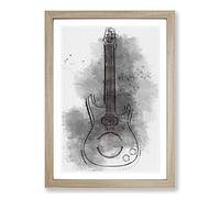 Neon Electric Guitar in Abstract Framed Print | A2 Oak Framed Wall Art | Ready to Hang | Abstract Music Picture | Living Room Bedroom Lounge Office