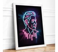 Neon Electric Portrait Framed Wall Art Print A1 White | Ready to Hang, Premium Gi Paper, Fade-Resistant Inks, Securely Packaged, UK Made