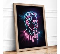 Neon Electric Portrait Framed Wall Art Print A2 Oak | Ready to Hang, Premium Gi Paper, Fade-Resistant Inks, Securely Packaged, UK Made