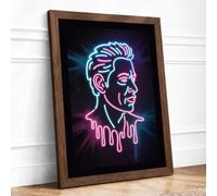 Neon Electric Portrait Framed Wall Art Print A2 Walnut | Ready to Hang, Premium Gi Paper, Fade-Resistant Inks, Securely Packaged, UK Made