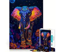 Neon Elephant Animal 1000 Piece Jigsaws for Adults Mind Exercise Toy Quiet Fun Design Assembly Thoughtful Gift (50x75cm)
