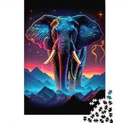 Neon Elephant Fantasy Jigsaw Puzzles for Adults Animal Puzzles 1000 Pieces Brain Challenge for Adults Gifts 70x50cm/1000pcs