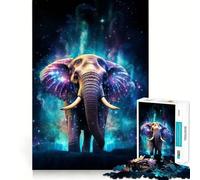 Neon Elephant Nebulae Jigsaw Puzzles for Teenagers 1000 Piece Logic Train Toy Cozy Relax Smooth Cut Festival Gift (38x26cm)