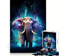 Neon Elephant Nebulae Jigsaw Puzzles for Teenagers 1000 Piece Logic Train Toy Cozy Relax Smooth Cut Festival Gift (38x26cm)