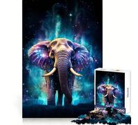 Neon Elephant Nebulae Puzzles for Teenagers 1000 Pieces Brain Workout Toy Cozy Relax Image Assembly Warm Surprise (38x52cm)